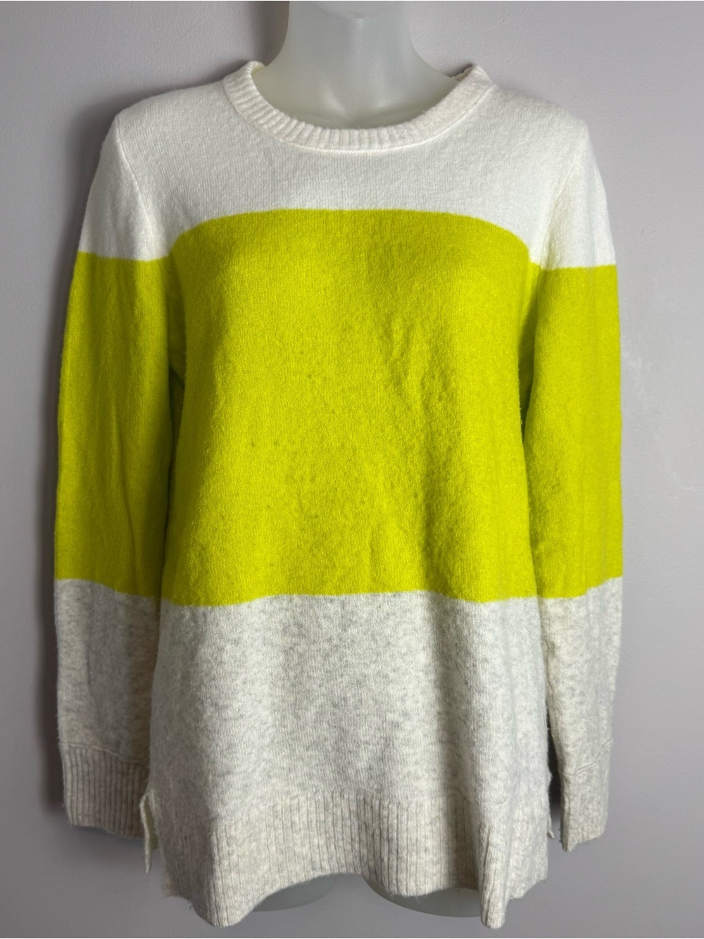 J. Crew Color Block Wool Blend Crew Neck Sweater Size Small